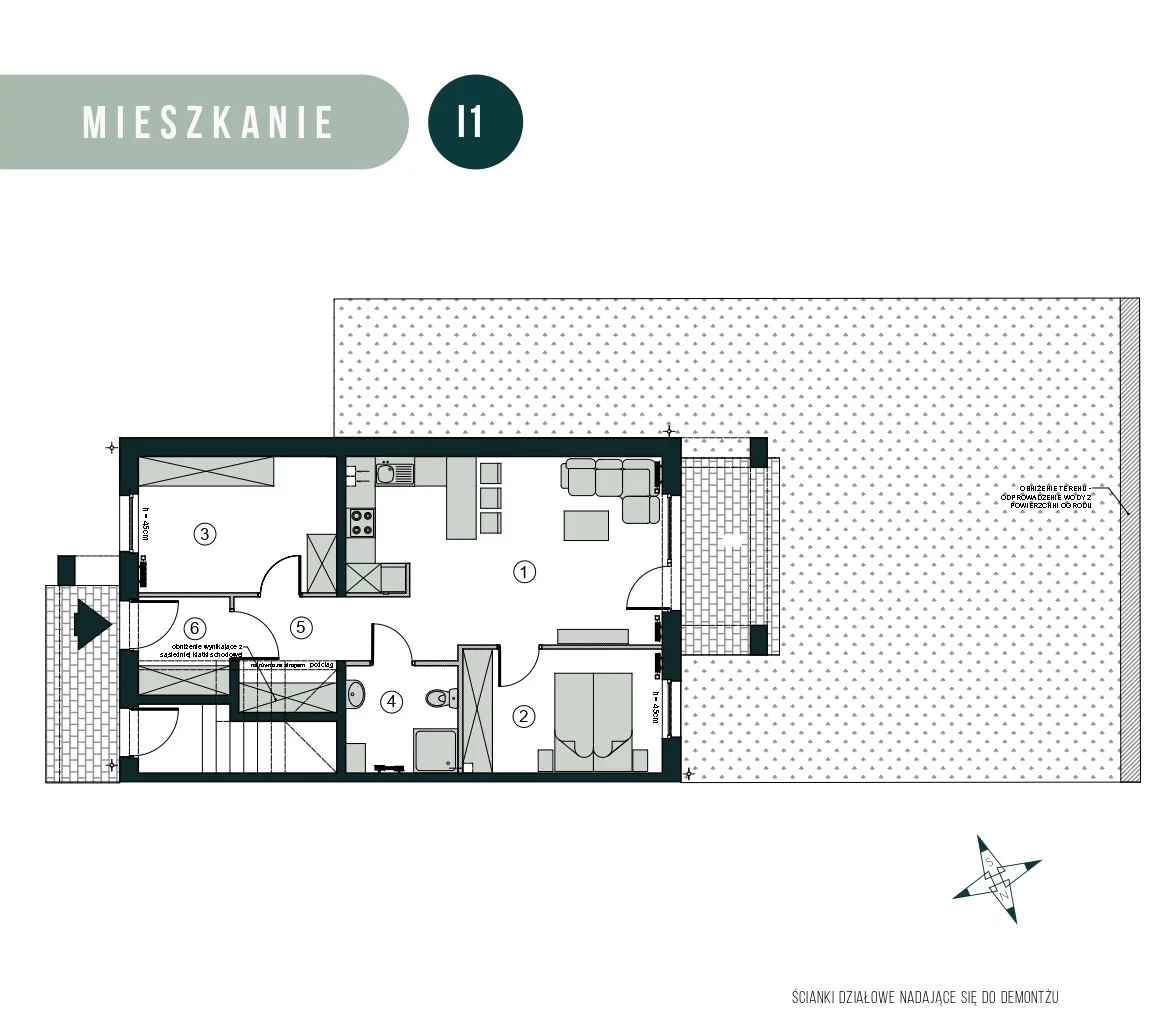 Mieszkanie 60,22 m², parter, oferta nr I1, Aleja Wiśniowa Pogórze, Pogórze, ul. Feliksa Dorsza